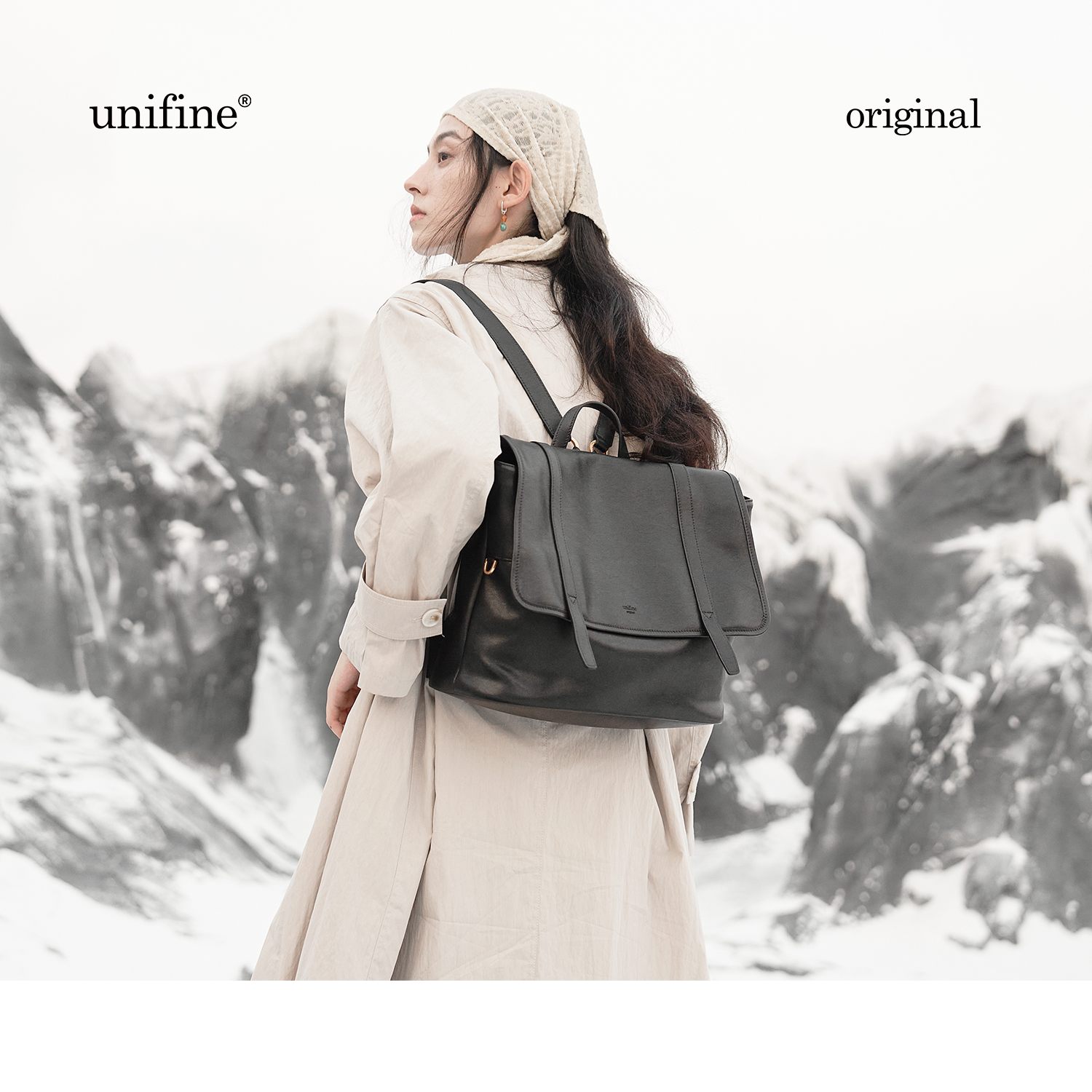unifine双肩包女轻便真皮公文包牛皮背包大容量通勤可单肩斜挎包