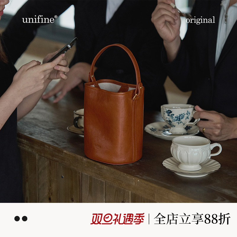 植鞣头层牛皮水桶包no.6380