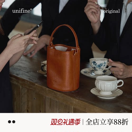 植鞣头层牛皮水桶包no.6380