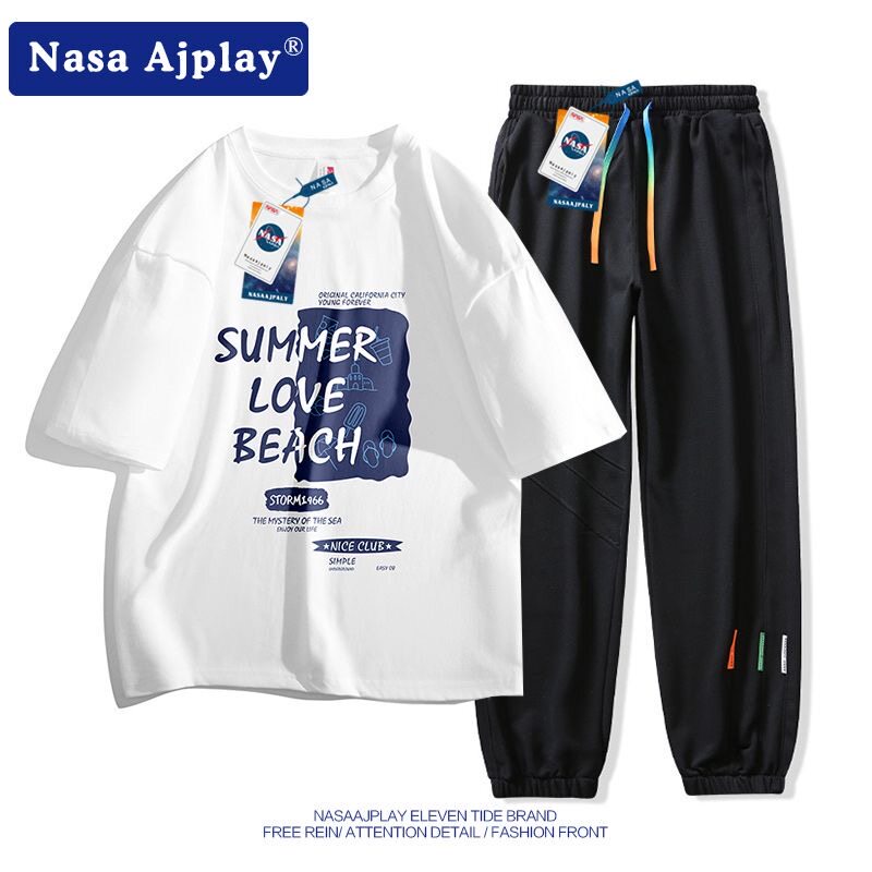 NASA男士短袖套装夏季新款潮流青少年帅气搭配九分裤两件套运动服属于什么档次？