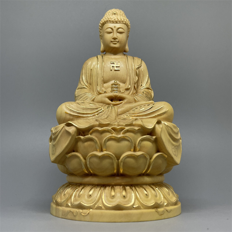 描金《正宗小叶黄杨木》药师佛