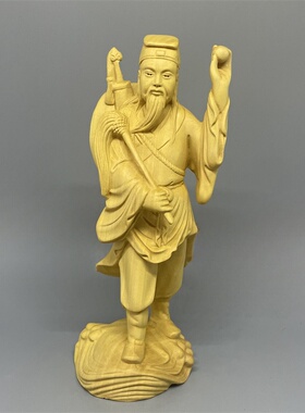 八仙吕洞宾人物摆件黄杨木一体雕