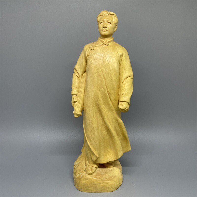 青年毛主席雕像摆件黄杨木工艺品
