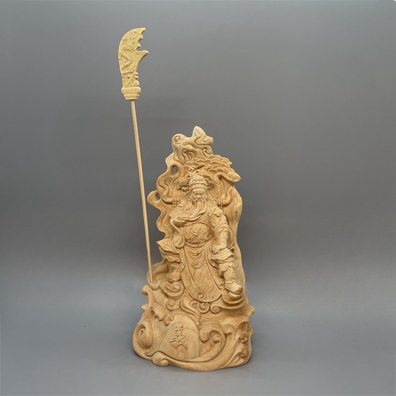 黄杨木雕刻义薄云天关公神像忠义武财神佛像家居办公室办公桌摆件