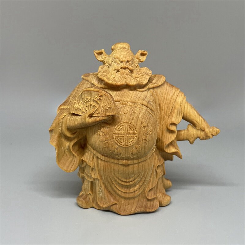 天师钟馗神像摆件一体雕刻崖柏木