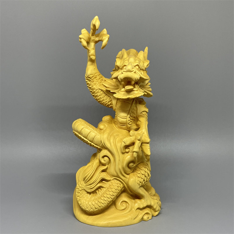 黄杨木雕刻盘龙摆件实木整雕好礼