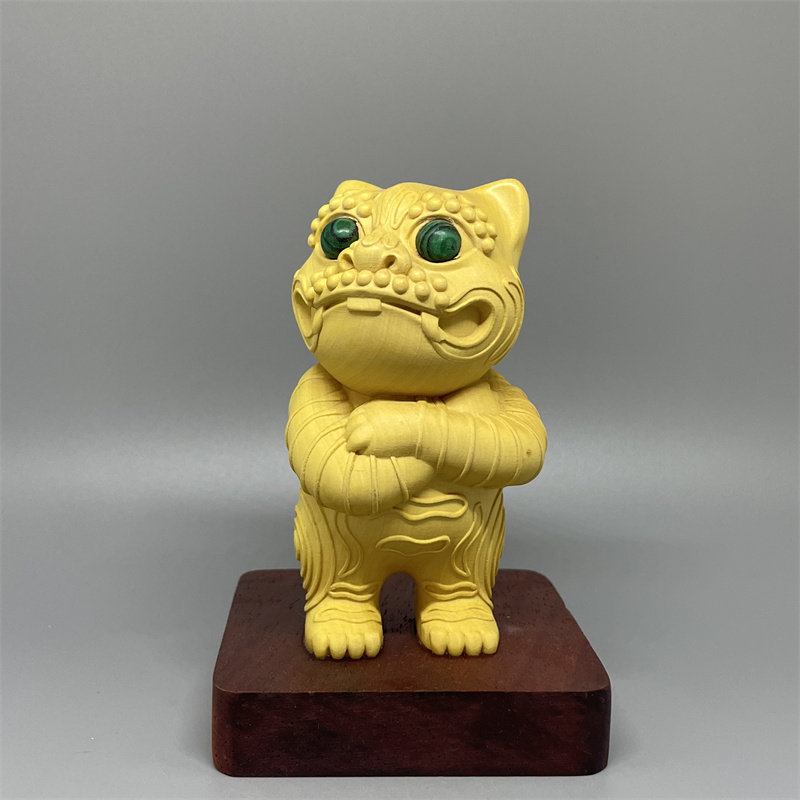 金虎将军黄杨木实木摆件工艺品
