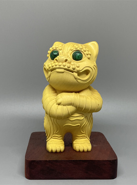 金虎将军黄杨木实木摆件工艺品