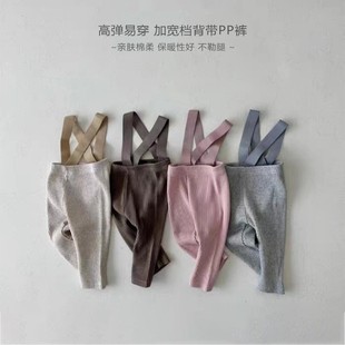 ins举重裤婴儿男女宝宝大屁屁纯棉高腰护肚背带裤婴童连体裤北欧