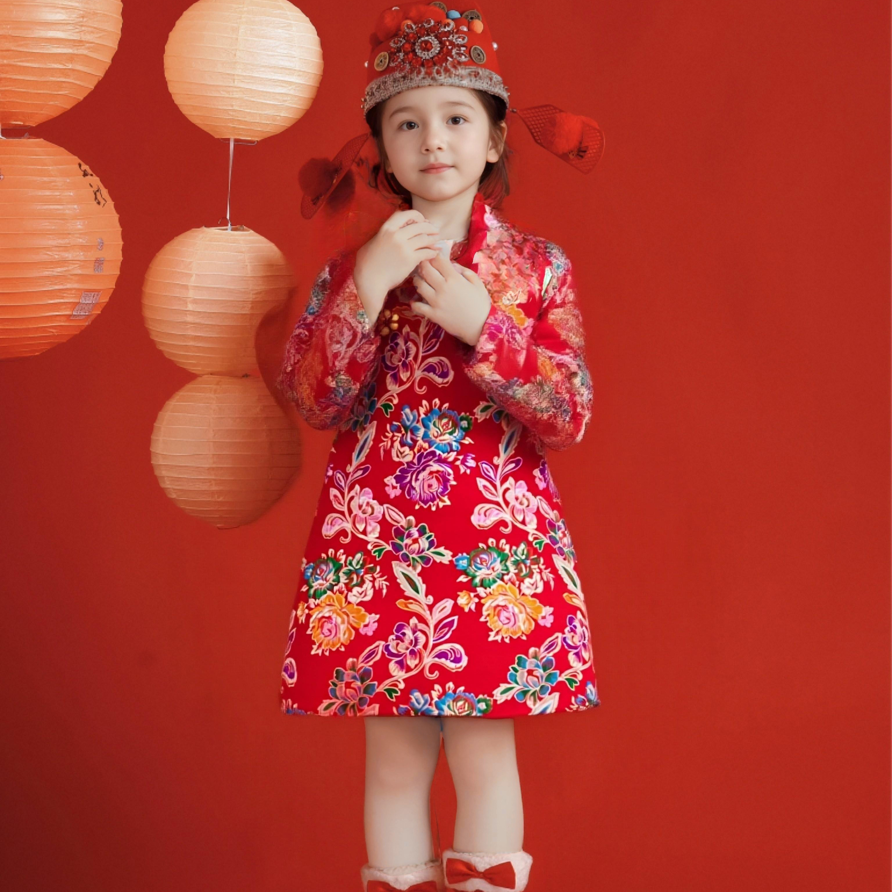 晨舞 秋冬女童旗长袖旗袍儿童改良连衣裙宝宝周岁中国风民族服装,童装/婴儿装/亲子装,旗袍,淘宝优惠券,粉丝福利购,淘宝优惠卷