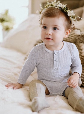 ins婴儿无骨兰精莫代尔长袖包屁衣男女宝宝A类丹麦mar哈衣爬服秋