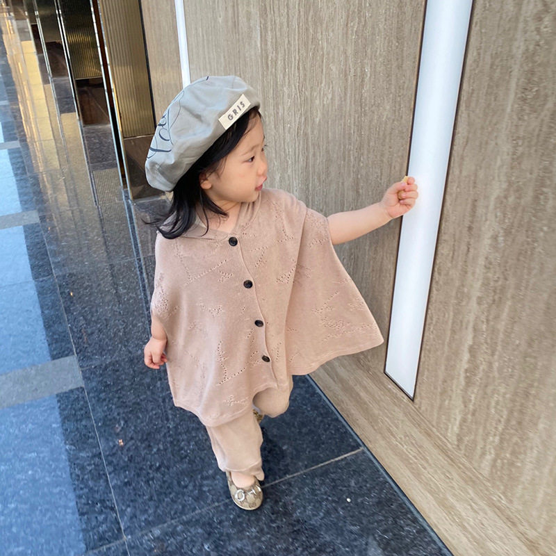 欧美风格2026新款女童吊带裙夏季防嗮斗篷儿童凉爽冰丝针织连衣裙