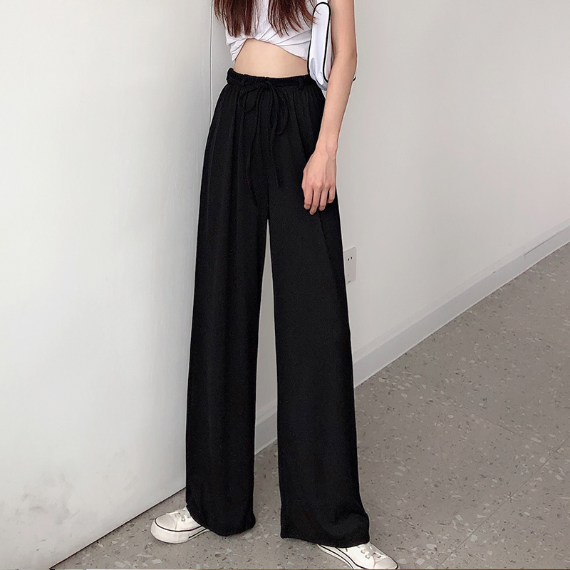Real shot real price Korean spring new lace up floor pants wide leg pants women
