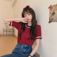 Korean loose knitted short sleeve T-shirt