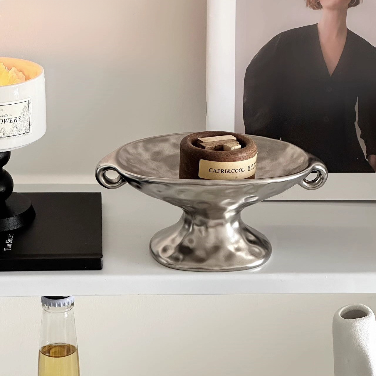 复古双耳高级感香薰陶瓷收纳托盘