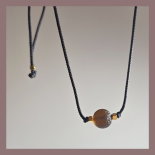 DIY天然亚利桑那天狼星玻璃陨石转运珠吊坠棕黄色微晶石项链11mm+