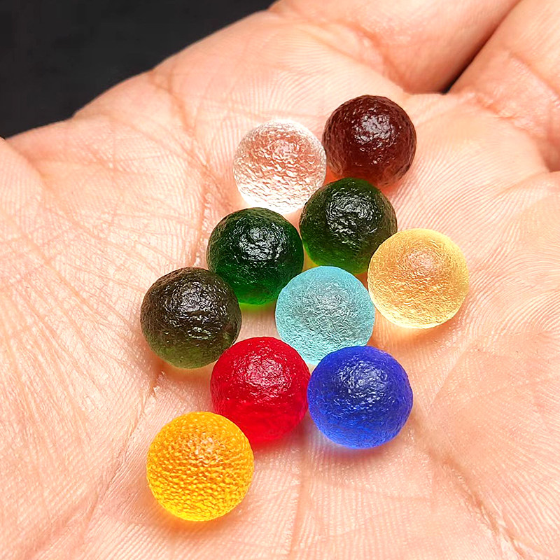 十彩色新原矿玻璃陨石天然捷克多宝手链diy圆珠子小圆球散珠单珠