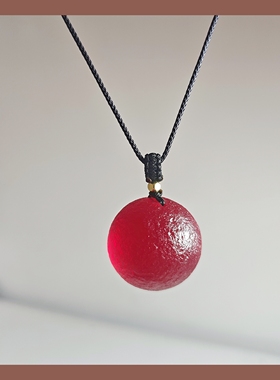 高端宝石天然库尔勒血陨石玻璃大颗粒转运珠原石吊坠圆球项链28mm