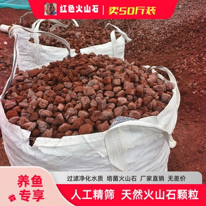 50斤大包天然颗粒大块红色无机覆盖物花园铺面石造景鱼缸火山石