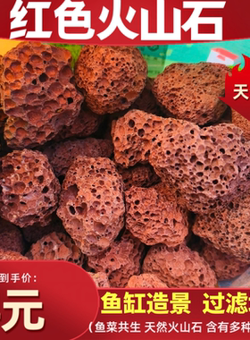 红色火山石假山过滤培菌水族滤材大块造景火山岩罗汉鹦鹉鱼铺底