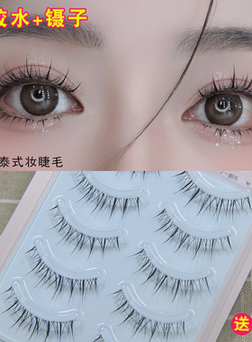 鱼小丫X17假睫毛女自然仿真细梗整条凌乱泰式太阳花小恶魔新娘妆