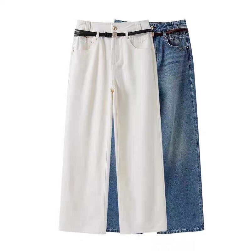 A443鸟系列高腰阔腿牛仔裤秋冬新款宽松直筒牛仔裤A1HAF1250