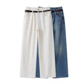 宽松直筒牛仔裤 A443鸟系列高腰阔腿牛仔裤 秋冬新款 A1HAF1250