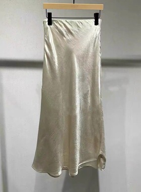 D834气质长半裙新品醋纤光泽感半身裙