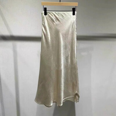 D834气质长半裙新品醋纤光泽感半身裙