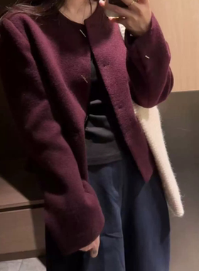 B524秋冬小香风短外套女装春秋季新款正肩圆领小外套女