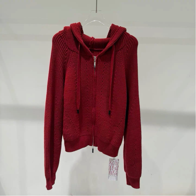 A763毛衣外套穿搭氛围感连帽开衫外套长袖减龄百搭女针织毛衣