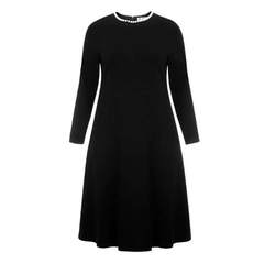 A413秋冬季女装气质赫本风黑色显瘦连衣裙20收腰长袖a字裙