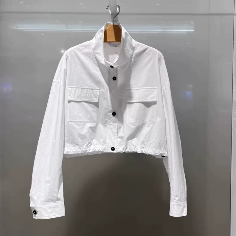 A812衬衫春秋新款时尚百搭休闲宽松显瘦立领长袖短款上衣