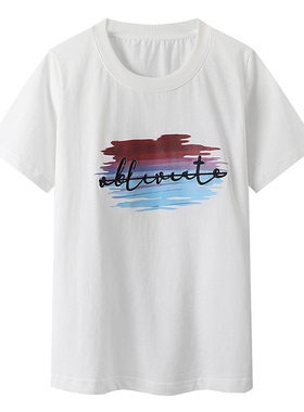 全棉刺绣T恤短袖女白色打底衫夏季新款韩版学生修身印花 A632