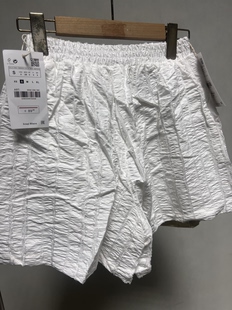 A723夏季女装短裤松紧腰褶皱感单有内衬短裤女
