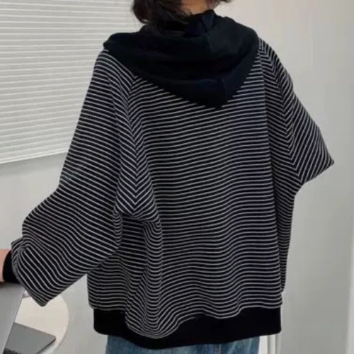 B812宽松大码加绒乱冒拉链卫衣外套女