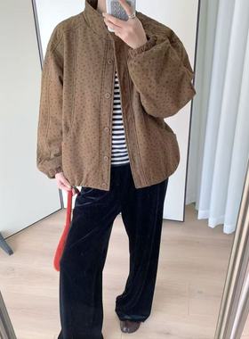 C262日系文艺立领棉服女冬季水洗棉显瘦百搭保暖外套通勤复古棉衣