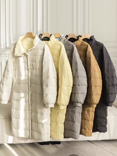 E414简约高级感立领保暖长款羽绒服女气质显瘦排骨长款柔软长款