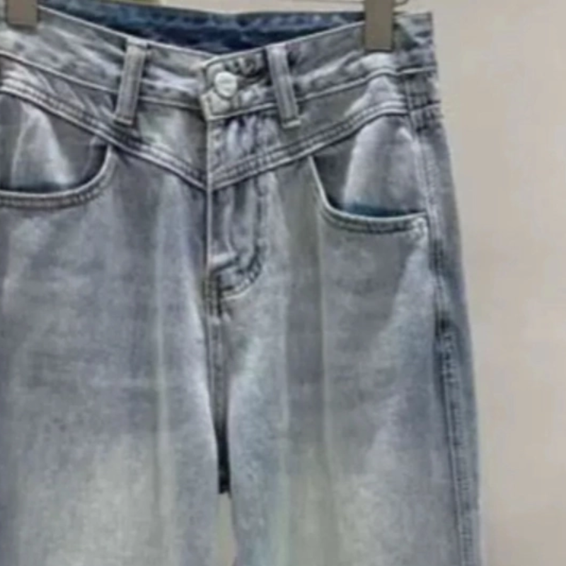 B463新款柔软直筒休闲牛仔长裤简约柔软秋季女装牛仔裤6065