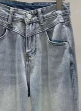 B463新款柔软直筒休闲牛仔长裤简约柔软秋季女装牛仔裤6065