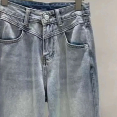 B463新款柔软直筒休闲牛仔长裤简约柔软秋季女装牛仔裤6065