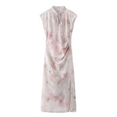 新中式 新款 旗袍连衣裙开叉长裙立领女 夏季 A812