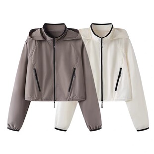 小个子连帽冲锋衣夹克 新款 A622休闲百搭工装 风短外套女春季