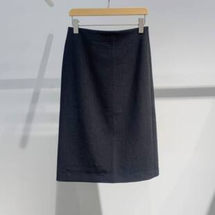 A343 M夏季新款深灰高腰后开叉百搭H型超长半身裙女 8241851