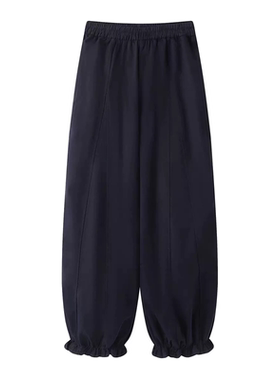 A902花苞灯笼裤女秋冬2025新款高腰宽松木耳边九分哈伦萝卜老爹裤