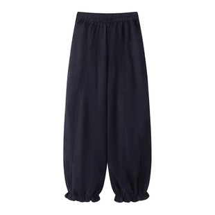 高腰宽松木耳边九分哈伦萝卜老爹裤 A902花苞灯笼裤 女秋冬2025新款