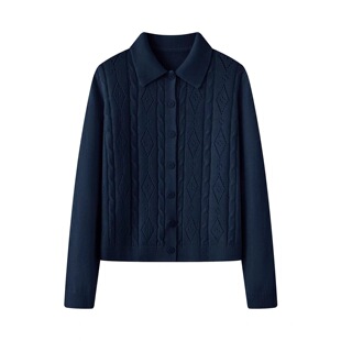 宽松显瘦毛衣开衫 短针织上衣 百搭翻领长袖 C334秋冬时尚