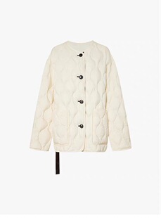 C332轻括宽松侧开叉撞色飘带抽绳收腰宽松大码轻薄羽绒服女