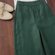 窄版 直筒裤 新款 E014亚麻裤 时尚 薄款 高端莱赛尔阔腿裤 绿色 子女夏季