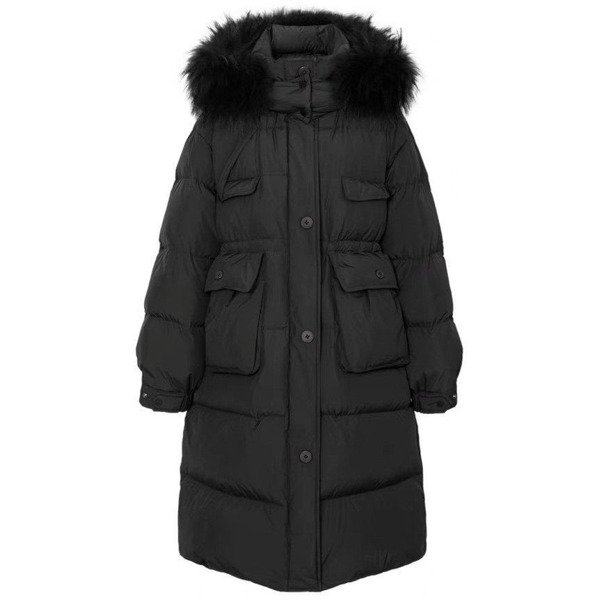 A263鸭绒羽绒服新款连帽貉子真毛领抽绳收腰大口袋长款外套1.25,女装/女士精品,羽绒服,淘宝优惠券,粉丝福利购,淘宝优惠卷